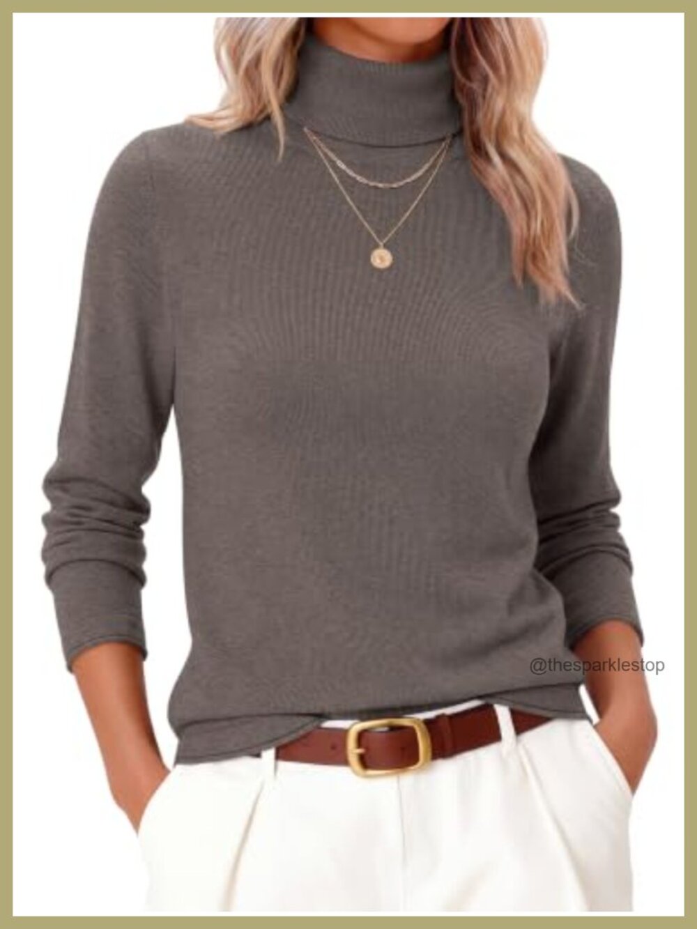 Womens Turtleneck Sweater Wool Blend Lightweight Pullover Long Sleeve Knit